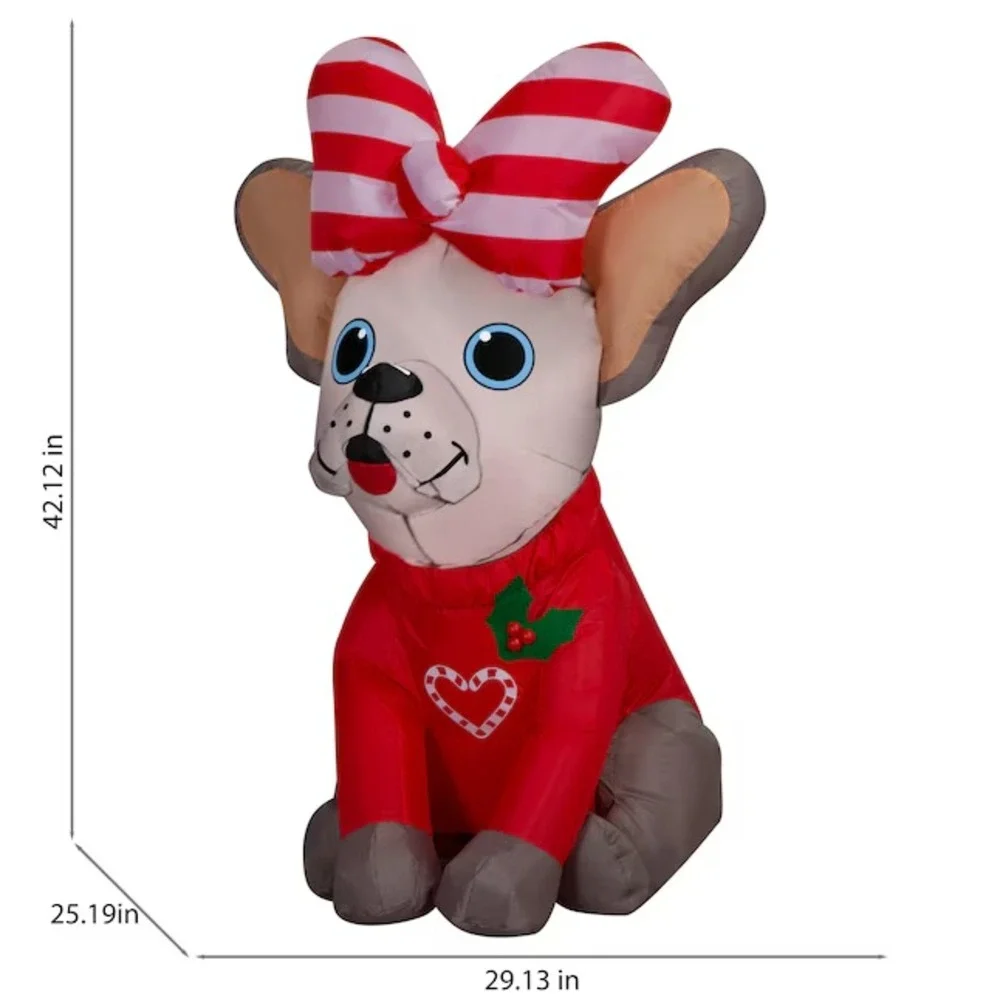 FRENCH BULLDOG SWEATER Hair Bow Christmas Airblown Yard Inflatable GIRL DOG!‎